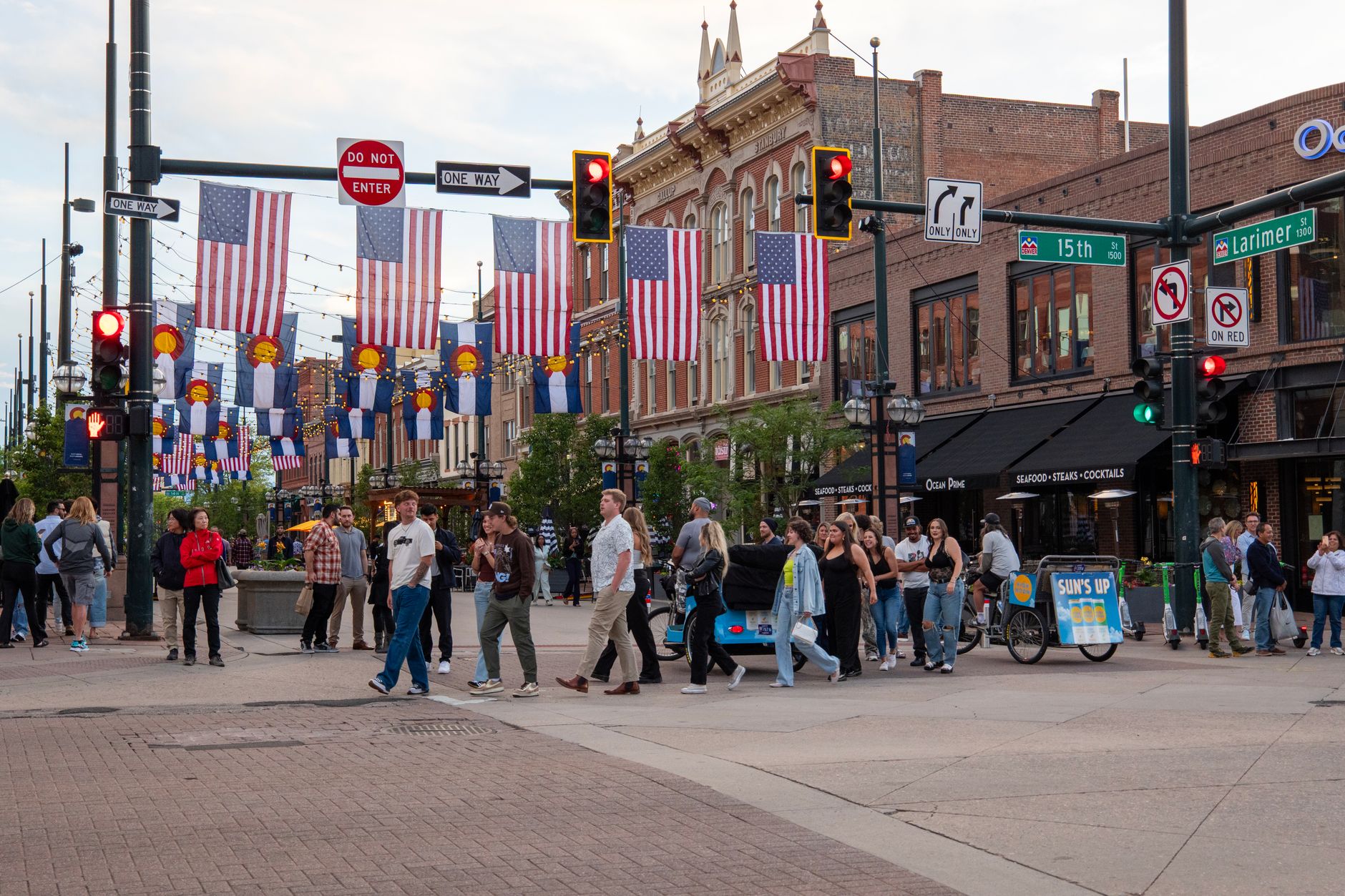 Charming street view of Bonnie Brae Ice Cream in Denver, featuring a lively outdoor scene.