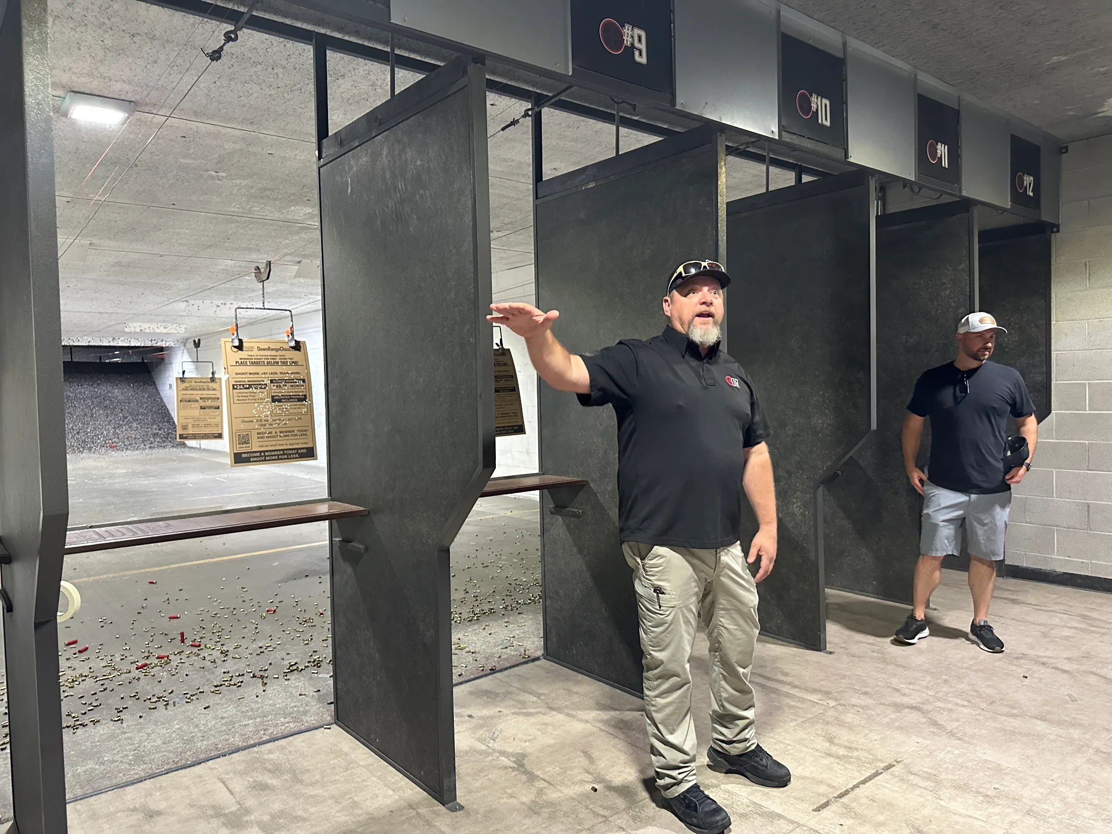 Steve Dyke walking the shooting lanes inside Down Range Chico