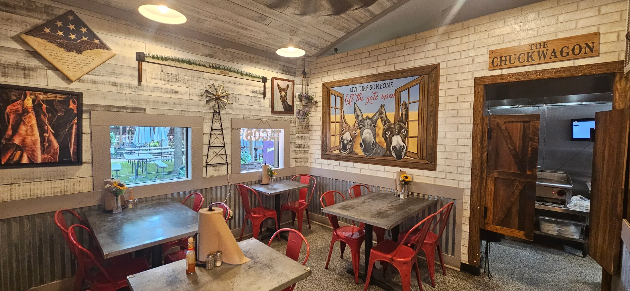 The Dining Room is a fun place to grab a table and enjoy the cool stuff on the walls while you finish off your Tacos and Tequila!