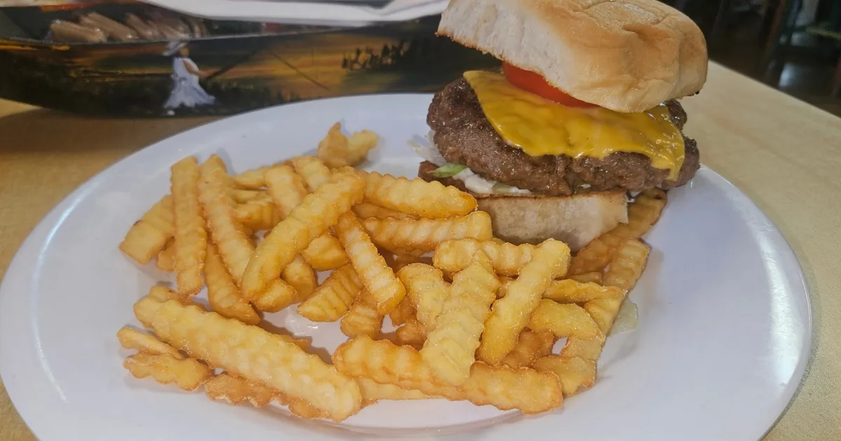 8-oz Creole cheeseburger with crinkle fries at Crazy 'Bout Crawfish