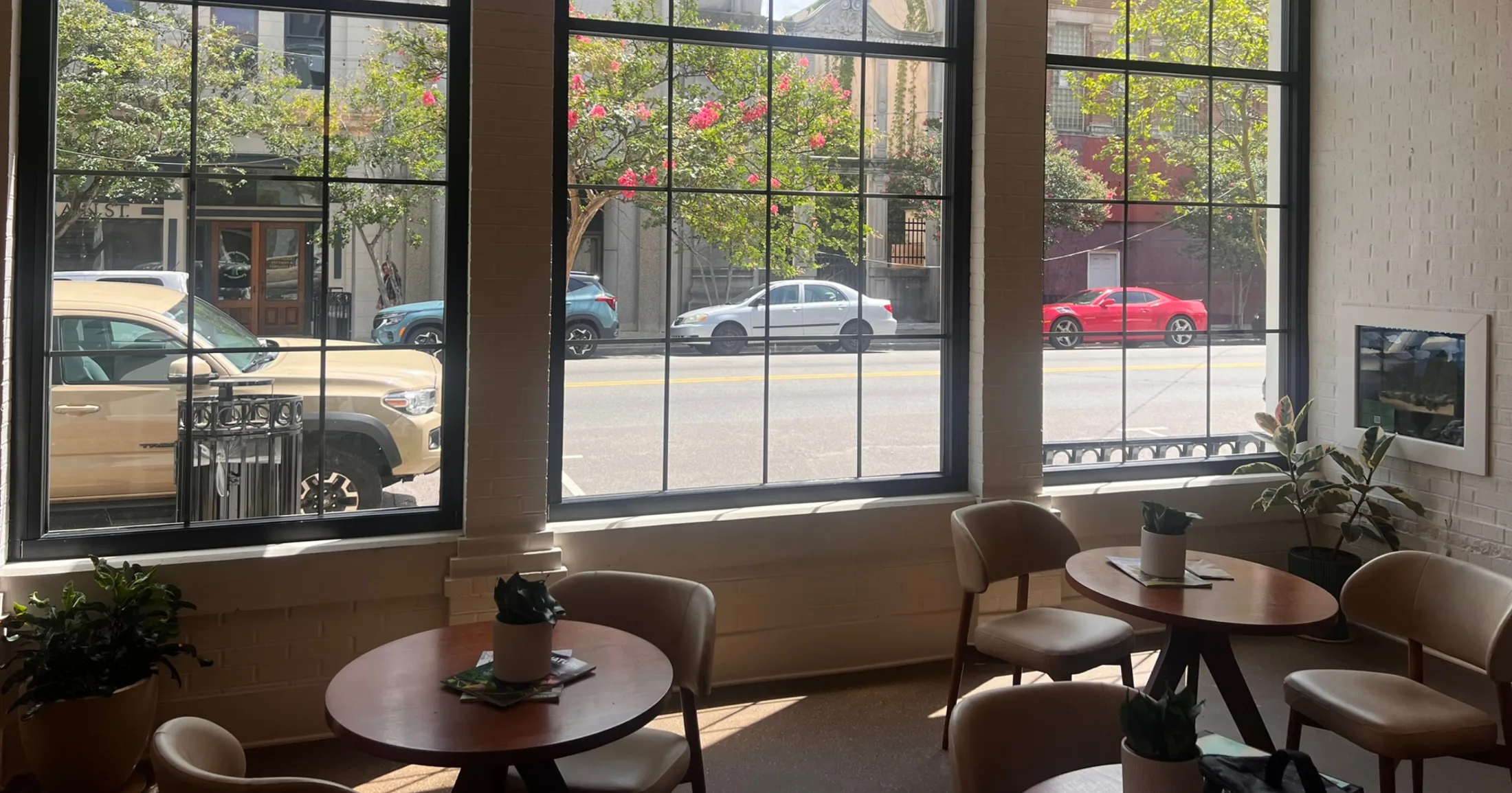 Street-facing windows of the Raanes & Oliver office at 524 Main Street, Hattiesburg