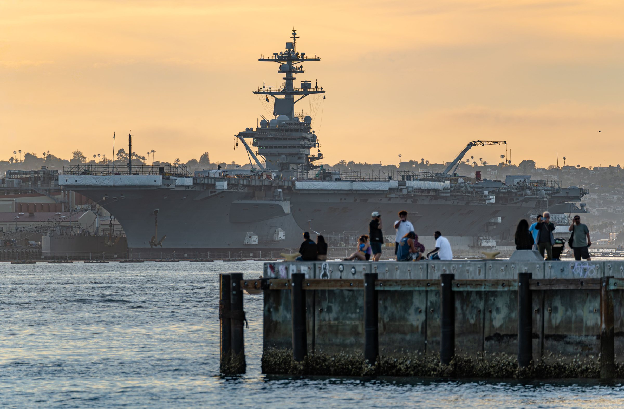 An aircraft carrier on San Diego Bay