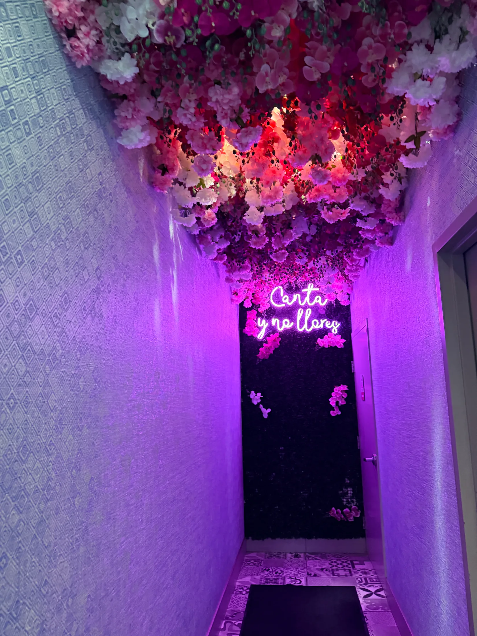 Hot Taco Street Taqueria pink service counter with neon sign and digital menu screens