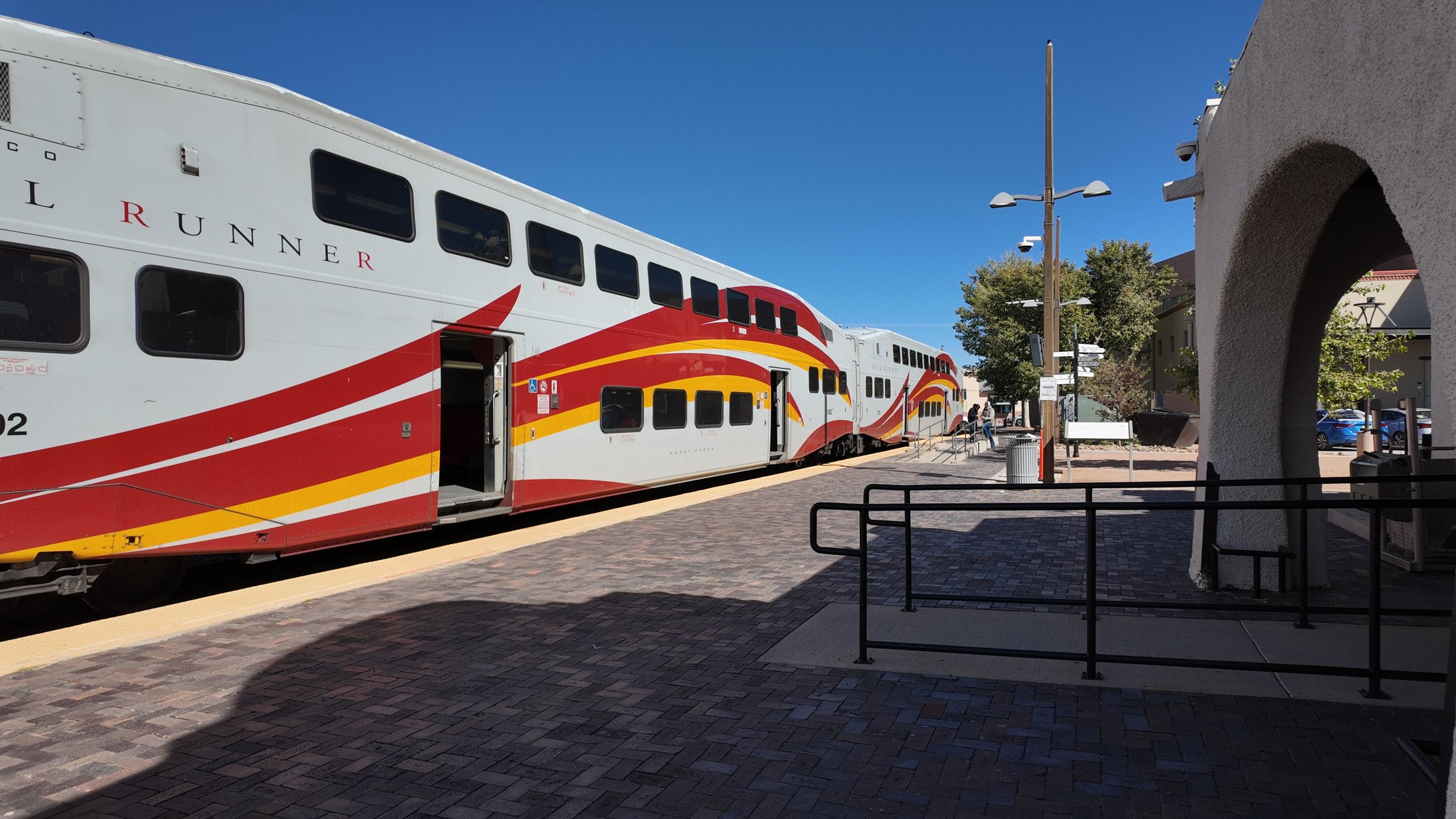 Rail Runner coaches at the Santa Fe depot